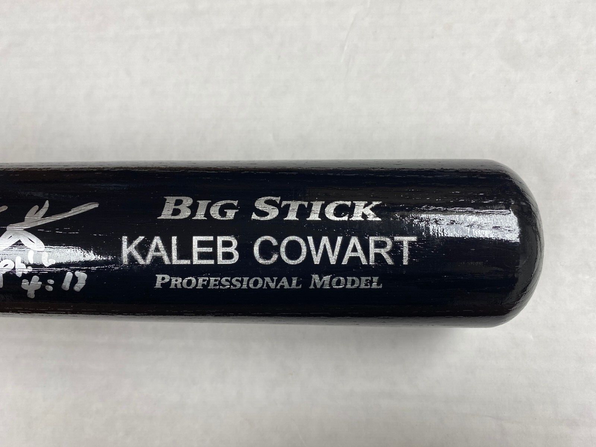 KALEB COWART ANGELS SIGNED AUTOGRAPHED AUTO BLACK RAWLINGS ENGRAVED BAT W/COA