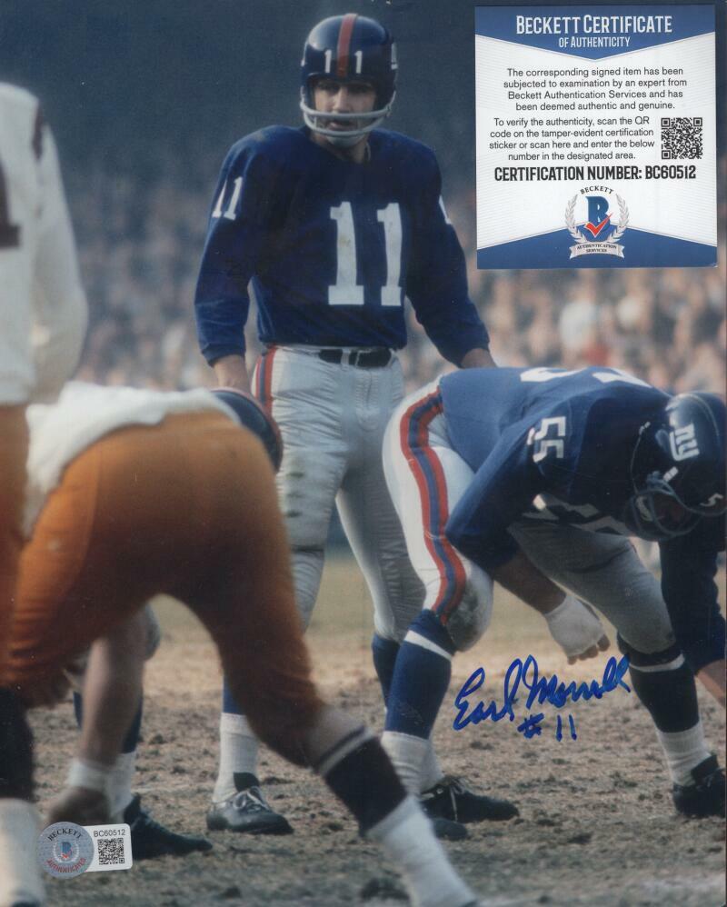 EARL MORRALL NEW YORK GIANTS SIGNED AUTOGRAPHED 8X10 PHOTO BECKETT BC60512