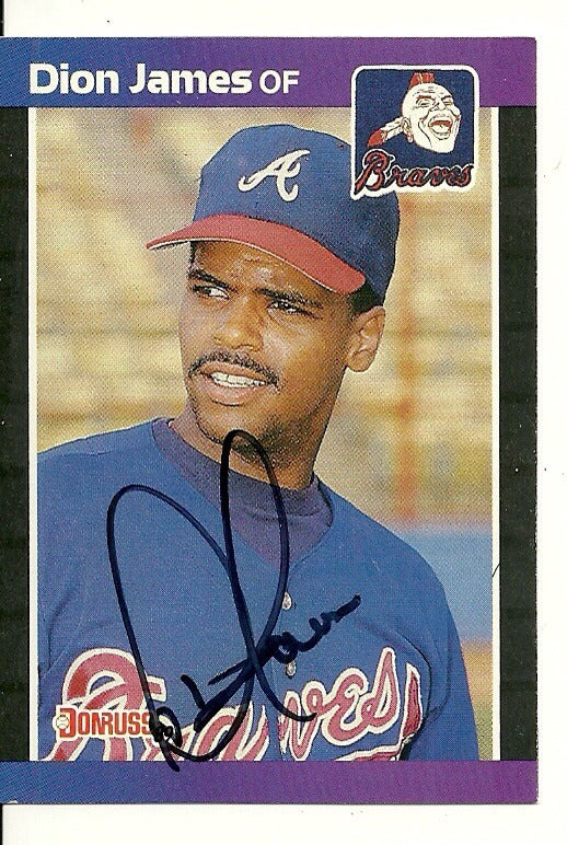 DION JAMES ATLANTA BRAVES SIGNED AUTOGRAPHED 1989 DONRUSS CARD #340 W/COA