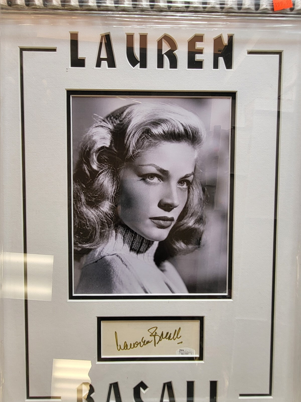 LAUREN BACALL MUSIC LEGEND SIGNED AUTOGRAPHED CUT PHOTO MATTED FRAMED JSA COA