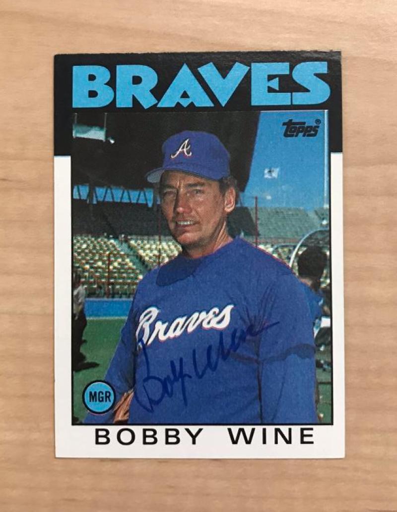BOBBY WINE ATLANTA BRAVES SIGNED AUTOGRAPHED 1986 TOPPS CARD #57 W/COA 