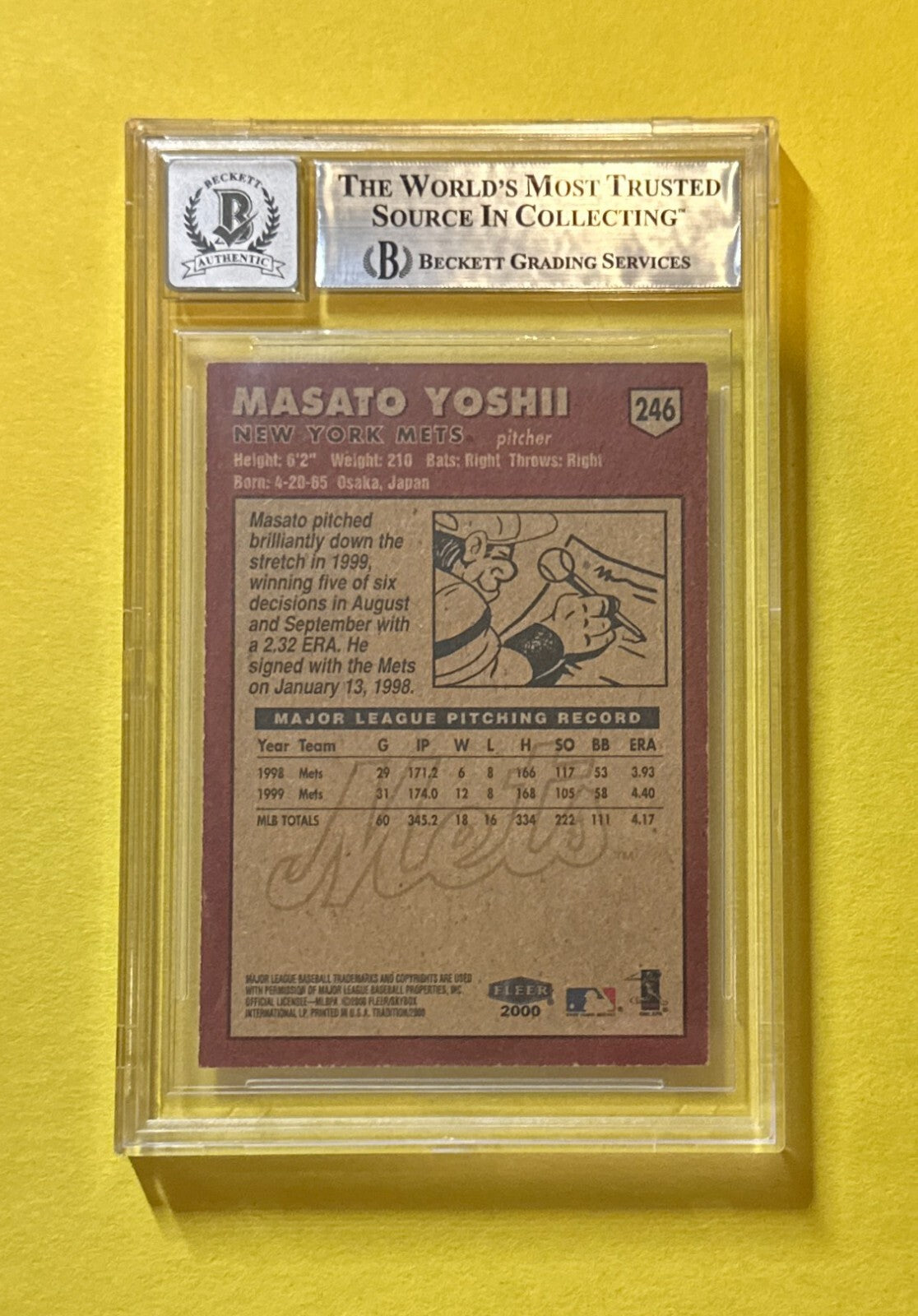 2000 FLEER TRADITION MASATO YOSHI #246 SIGNED AUTOGRAPHED CARD BECKETT AUTH 10