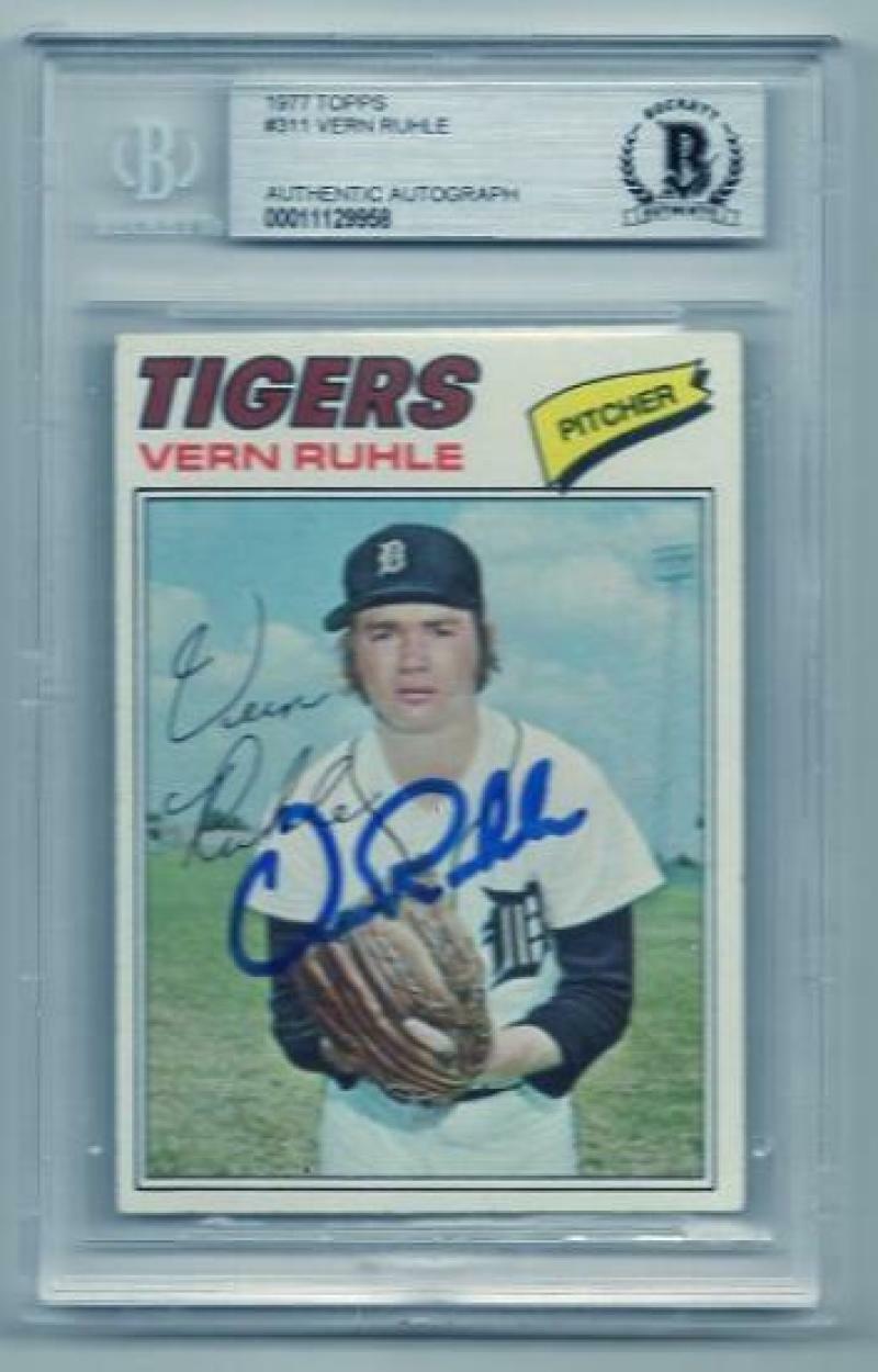 1977 TOPPS VERN RUHLE TIGERS DECEASED SIGNED CARD BECKETT AUTHENTIC AUTO