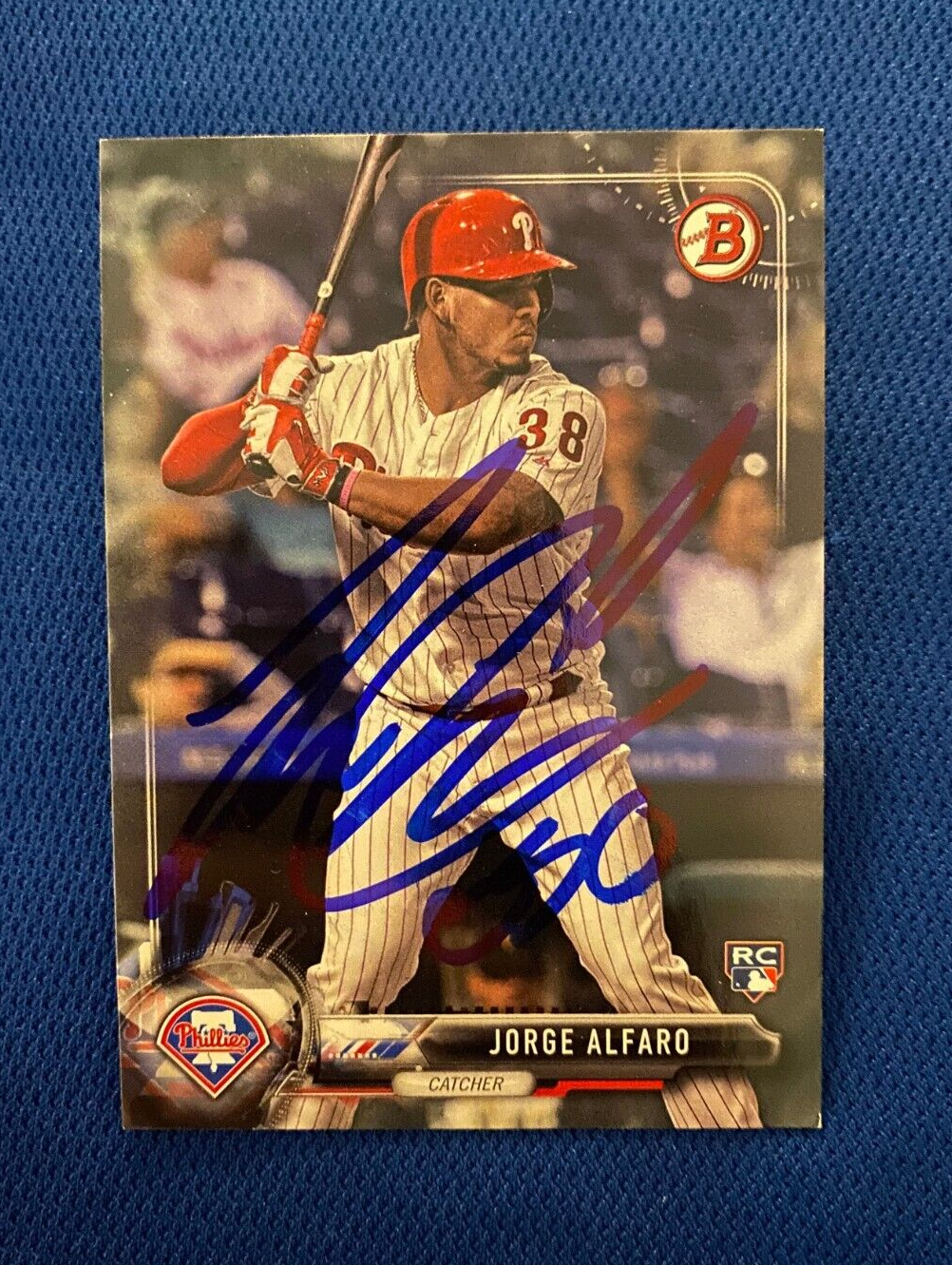 2017 BOWMAN ALFARO PHILADELPHIA PHILLIES AUTOGRAPHED SIGNED CARD #60 W/COA