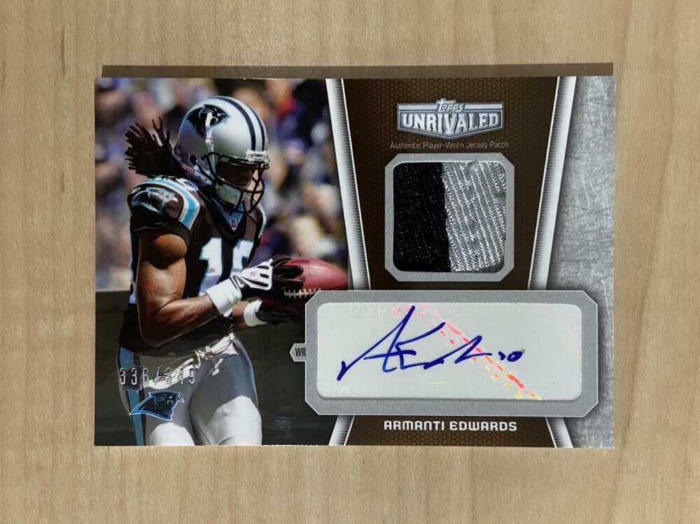ARMANTI EDWARDS CAROLINA PANTHERS SIGNED 2010 TOPPS PATCH 336/349 CARD #UAP-AE