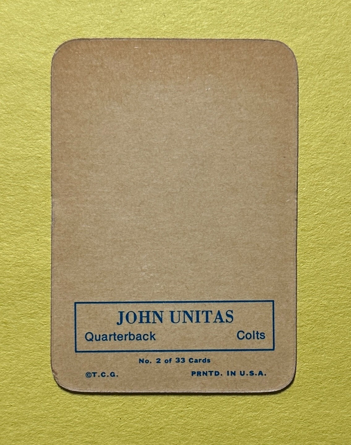 1970 TOPPS SUPER GLOSSY JOHN UNITAS #2 COLTS HOF