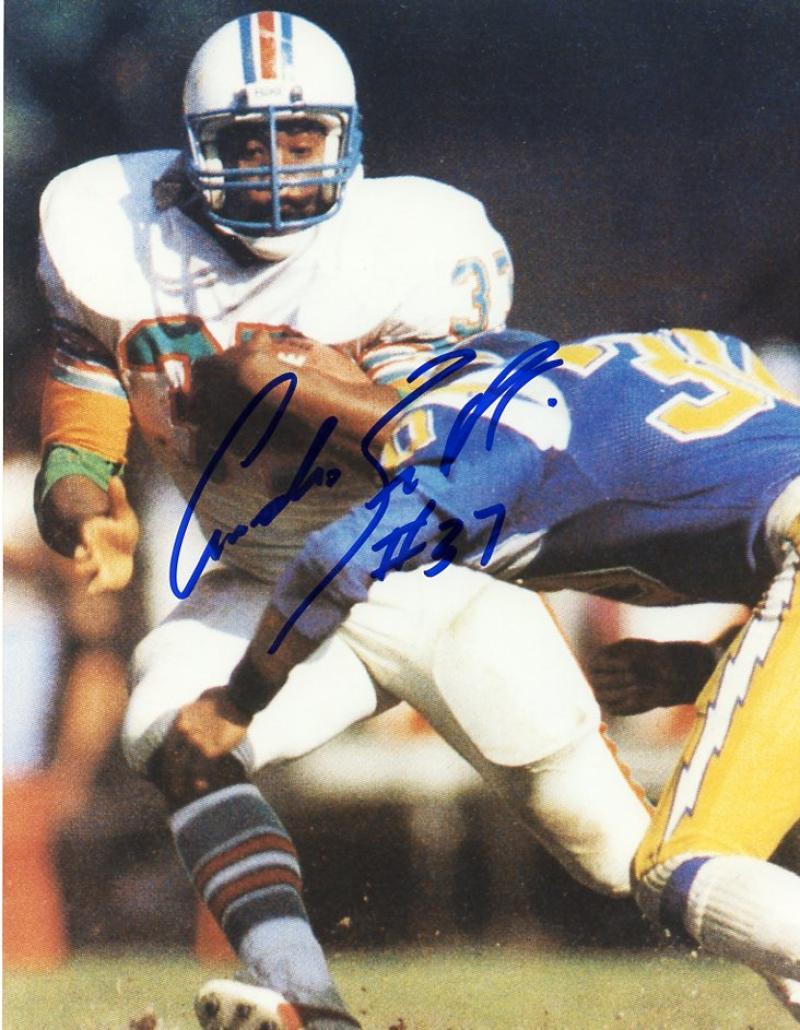 ANDRA FRANKIN DECEASED #37 MIAMI DOLPHINS SIGNED AUTOGRAPHED 8X10 PHOTO W/COA 