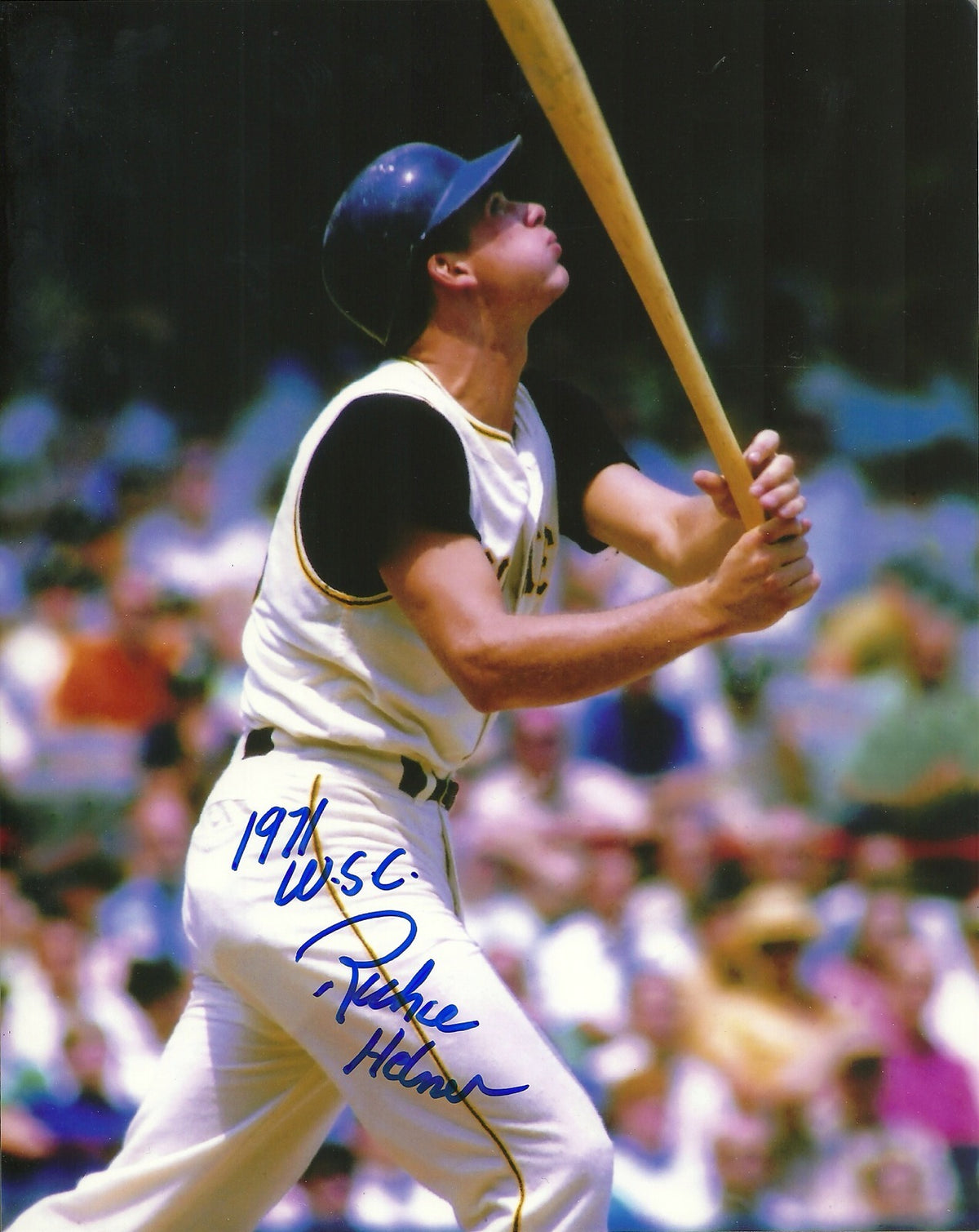 RICHIE HEBNER PITTSBURGH PIRATES SIGNED AUTOGRAPHED 8x10 PHOTO W/COA 1971 W.S.C.