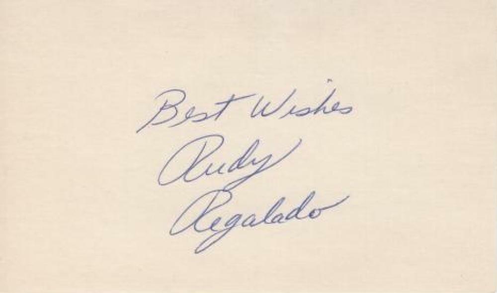 RUDY REGALADO CLEVELAND INDIANS SIGNED 3X5 INDEX CARD W/ COA
