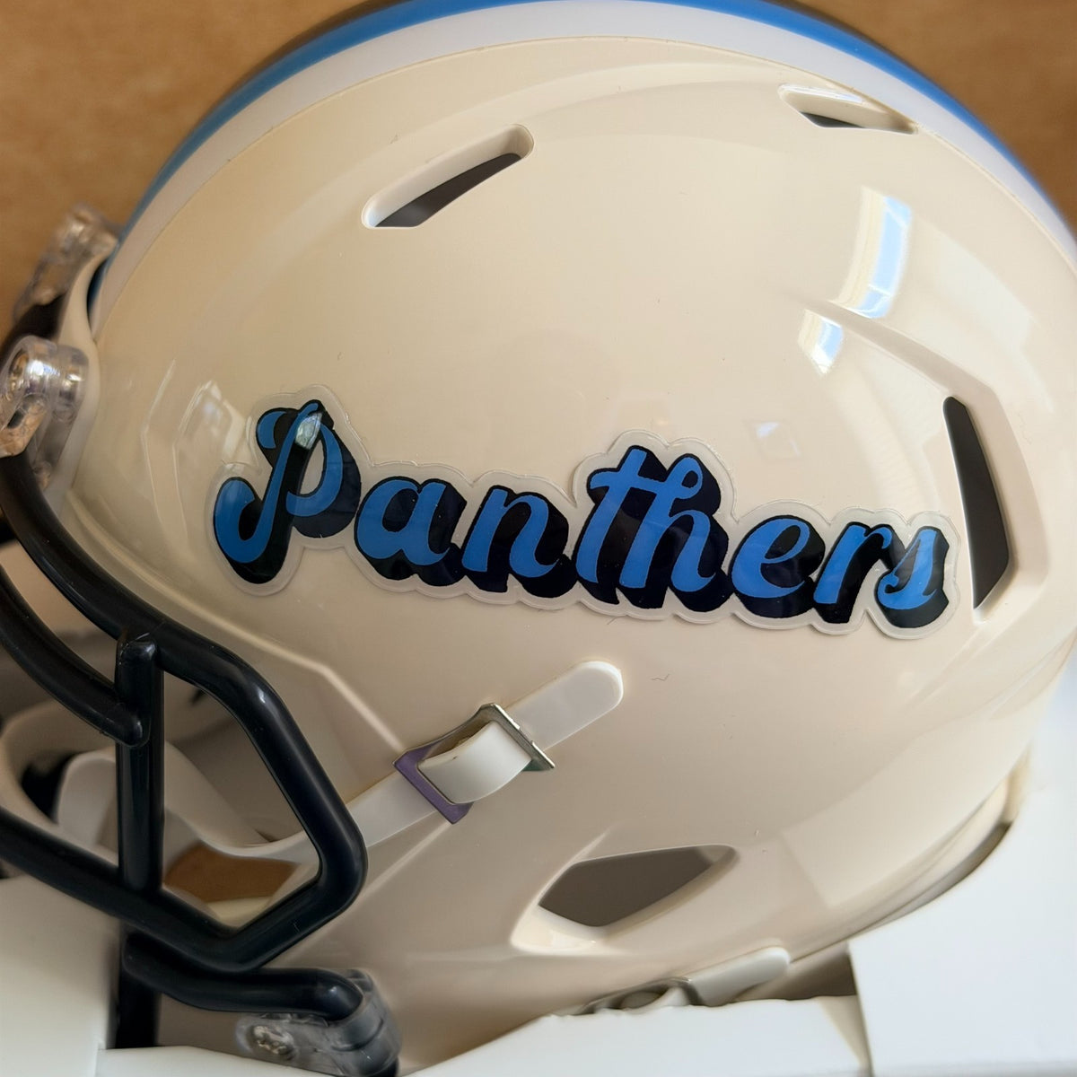 THOMAS DAVIS  CAROLINA PANTHERS RETRO SIGNED MINI HELMET BECKETT