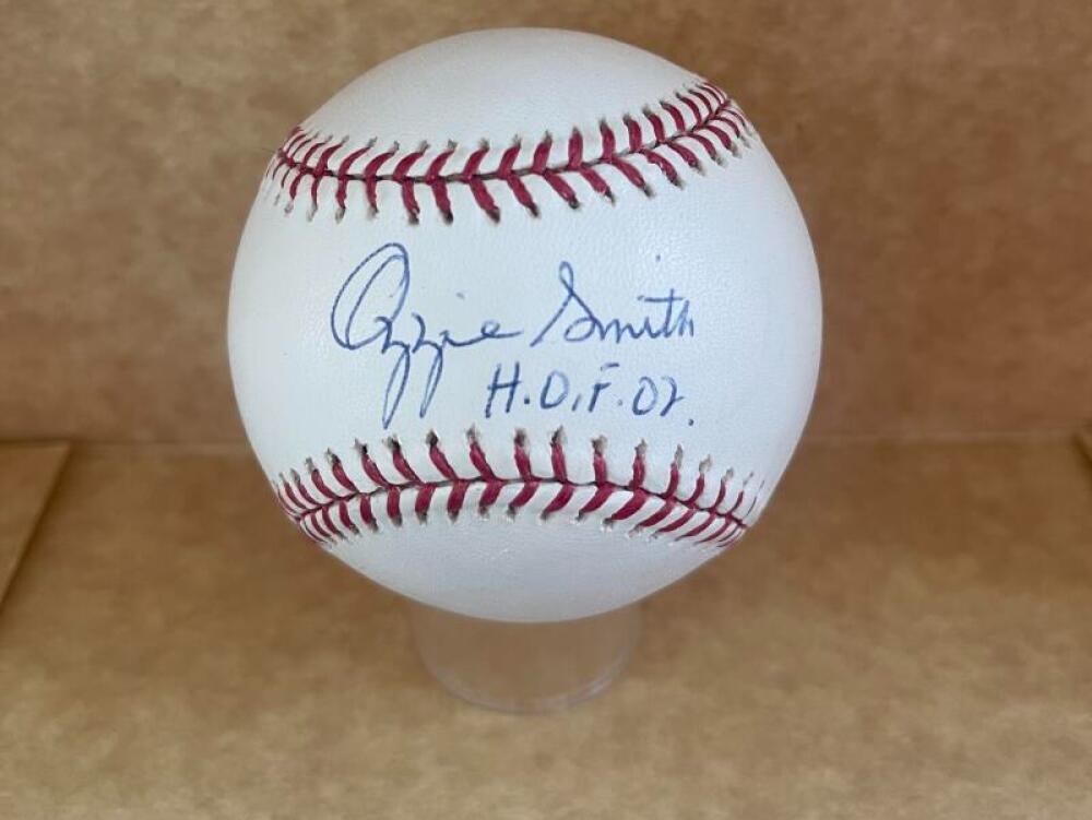 OZZIE SMITH CARDINALS HOF 02 SIGNED AUTOGRAPHED M.L. BASEBALL  MLB HOLOGRAM 