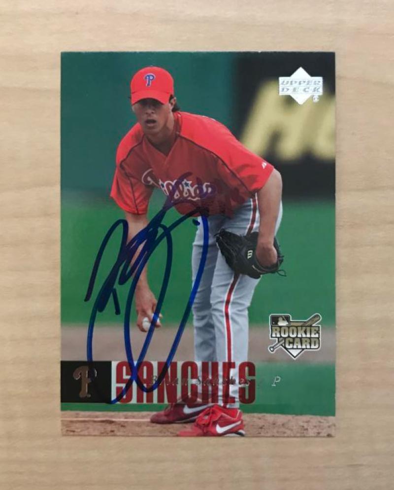 BRIAN SANCHES PHILADELPHIA PHILLIES SIGNED 2006 UPPER DECK CARD #1154 W/COA
