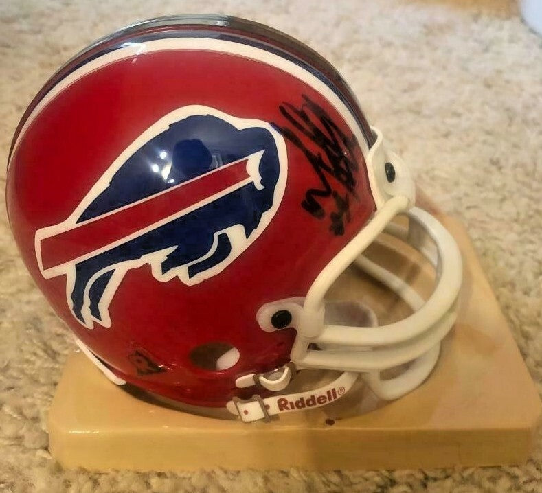 MIKE HOLLIS BUFFALO BILLS SIGNED AUTOGRAPHED MINI HELMET W/COA