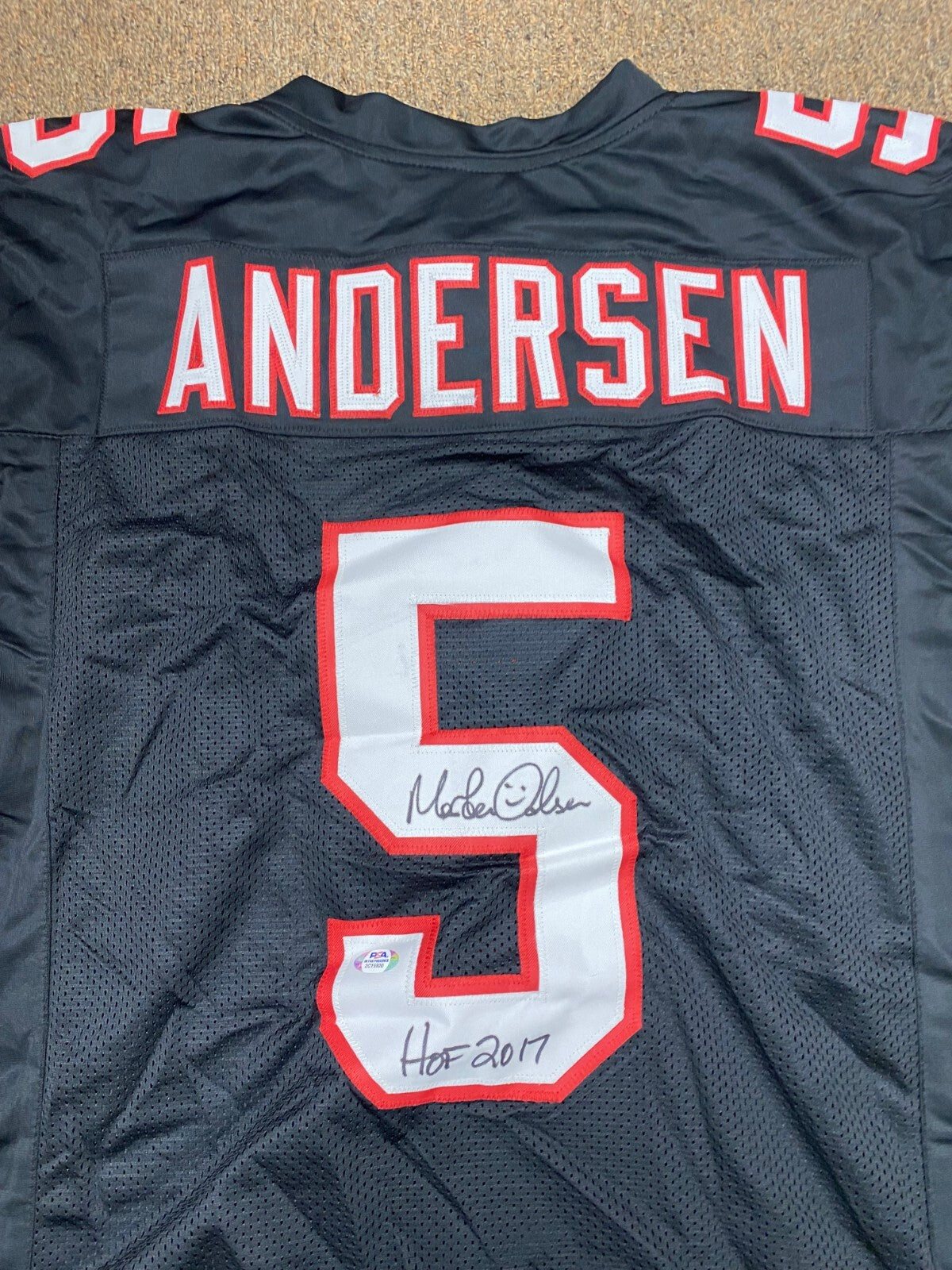 MORTEN ANDERSEN #5 HOF 2017 ATLANTA FALCONS SIGNED CUSTOM JERSEY SZ XL PSA **