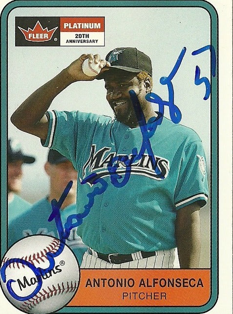 ANTONIO ALFONSECA FLORIDA MARLINS SIGNED AUTOGRAPHED 2001 FLEER CARD #5 W/COA