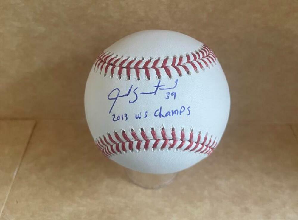 JARROD SALTALAMACCHIA BOSTON RED SOX 2013 WS CHAMPS SIGNED M.L. BASEBALL JSA UU1