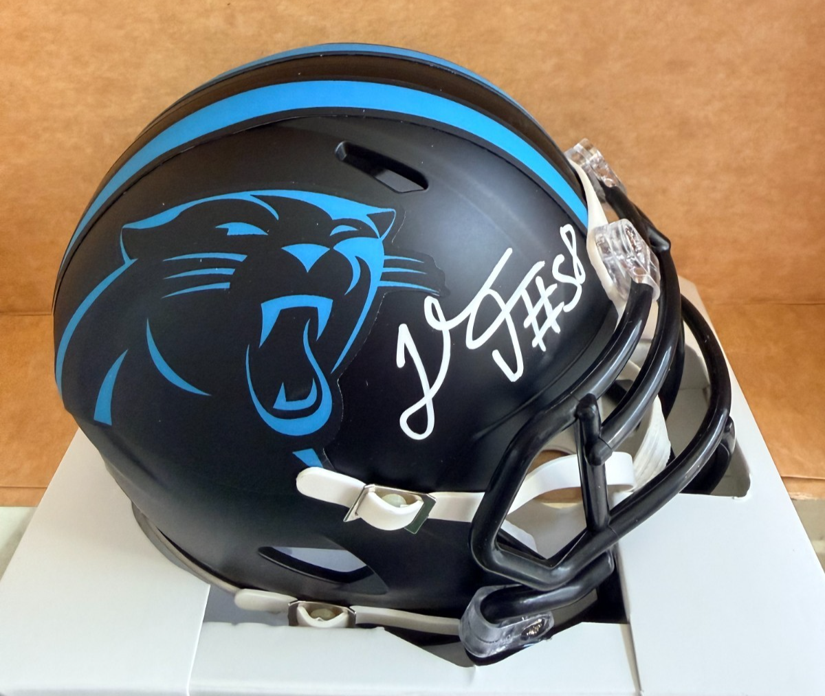 THOMAS DAVIS PANTHERS SIGNED ALTERNATE MINI HELMET BECKETT