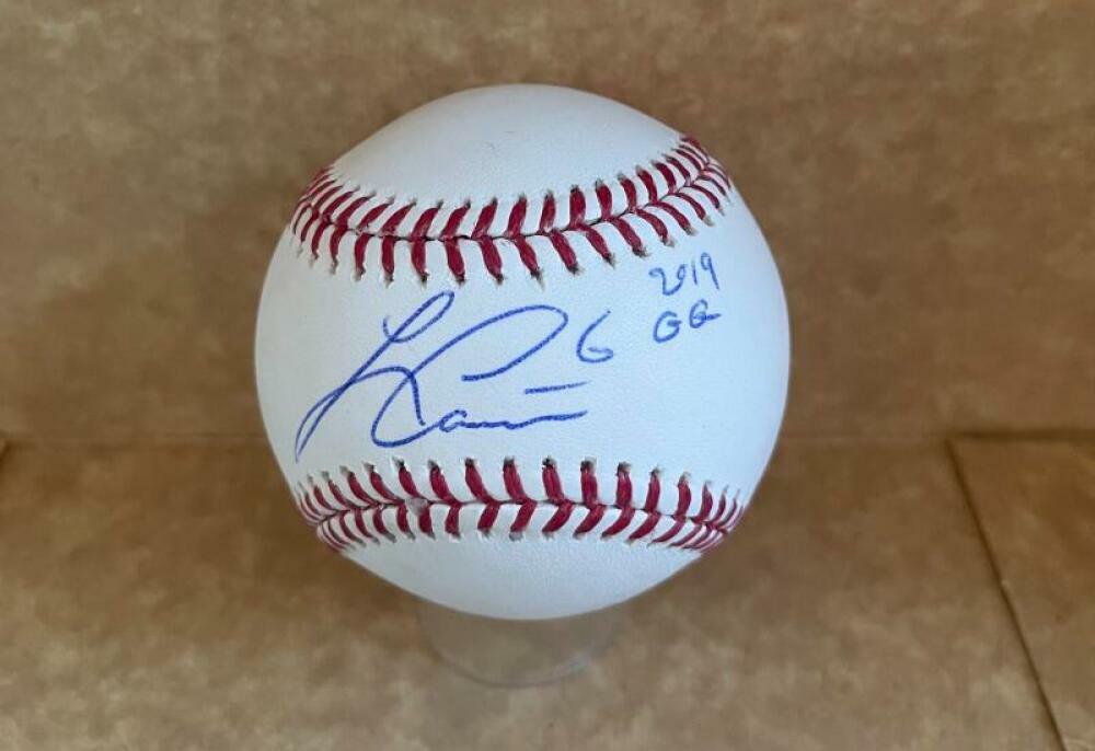 LORENZO CAIN MILWAUKEE BREWERS 2019 GG  SIGNED AUTO M.L. BASEBALL BAS BB25626