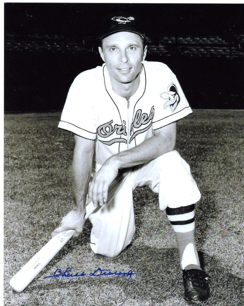 CHUCK DIERING BALTIMORE ORIOLES B/W SIGNED AUTOGRAPHED 8X10 PHOTO W/COA 