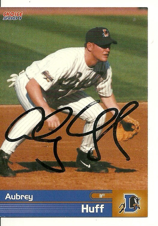 AUBREY HUFF TAMPA BAY RAYS SIGNED AUTO 2001 CHOICE CARD #12 W/COA