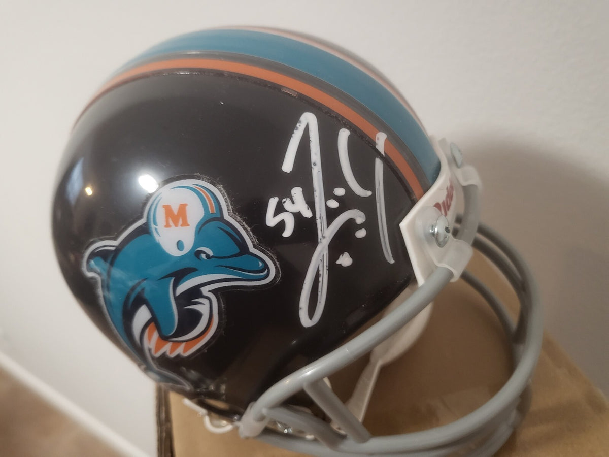 ZACH THOMAS MIAMI DOLPHINS SIGNED AUTOGRAPH CUSTOM MINI HELMET JSA STICKER ONLY