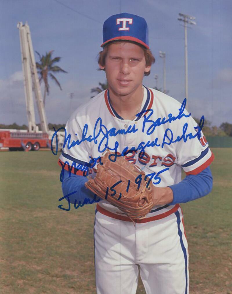 MICHAEL JAMES BACSIK RANGERS MLB DEBUT 6/15/75 SIGNED 8X10 PHOTO W/ COA