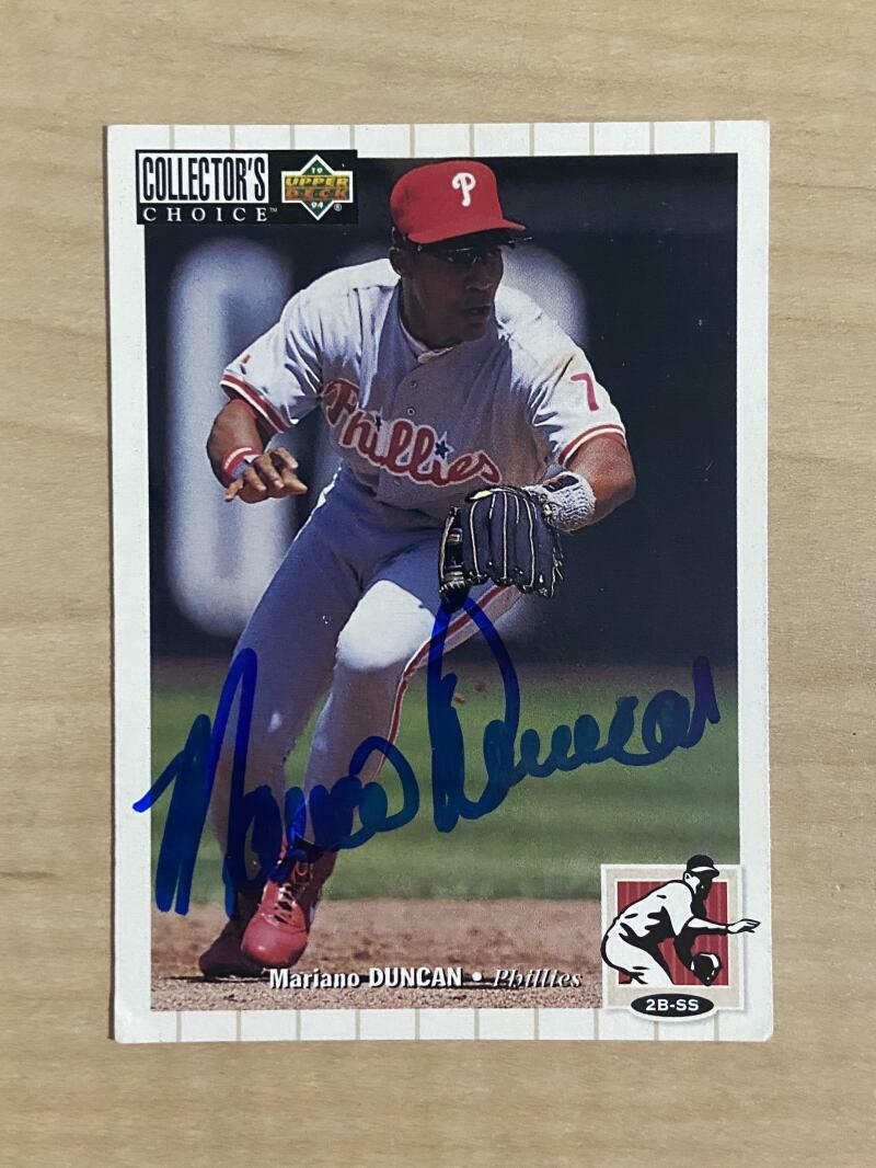 MARIANO DUNCAN PHILADELPHIA PHILLIES SIGNED 1994 UPPER DECK CARD #429 W/COA