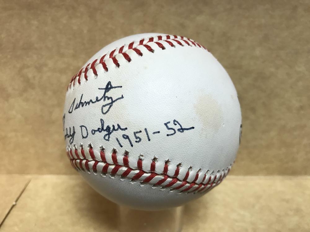 JOHNNY SCHMITZ BROOKLYN DODGERS 1951-52 SIGNED N.L. BASEBALL W/ COA 