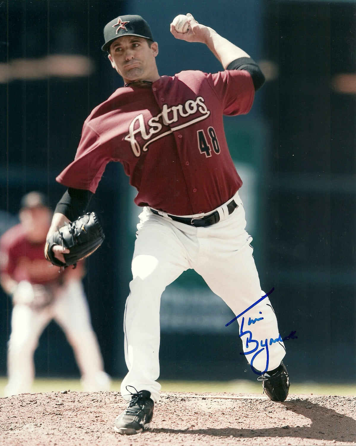 TIM BYRDAK HOUSTON ASTROS SIGNED AUTO 8x10 PHOTO W/COA ACTION