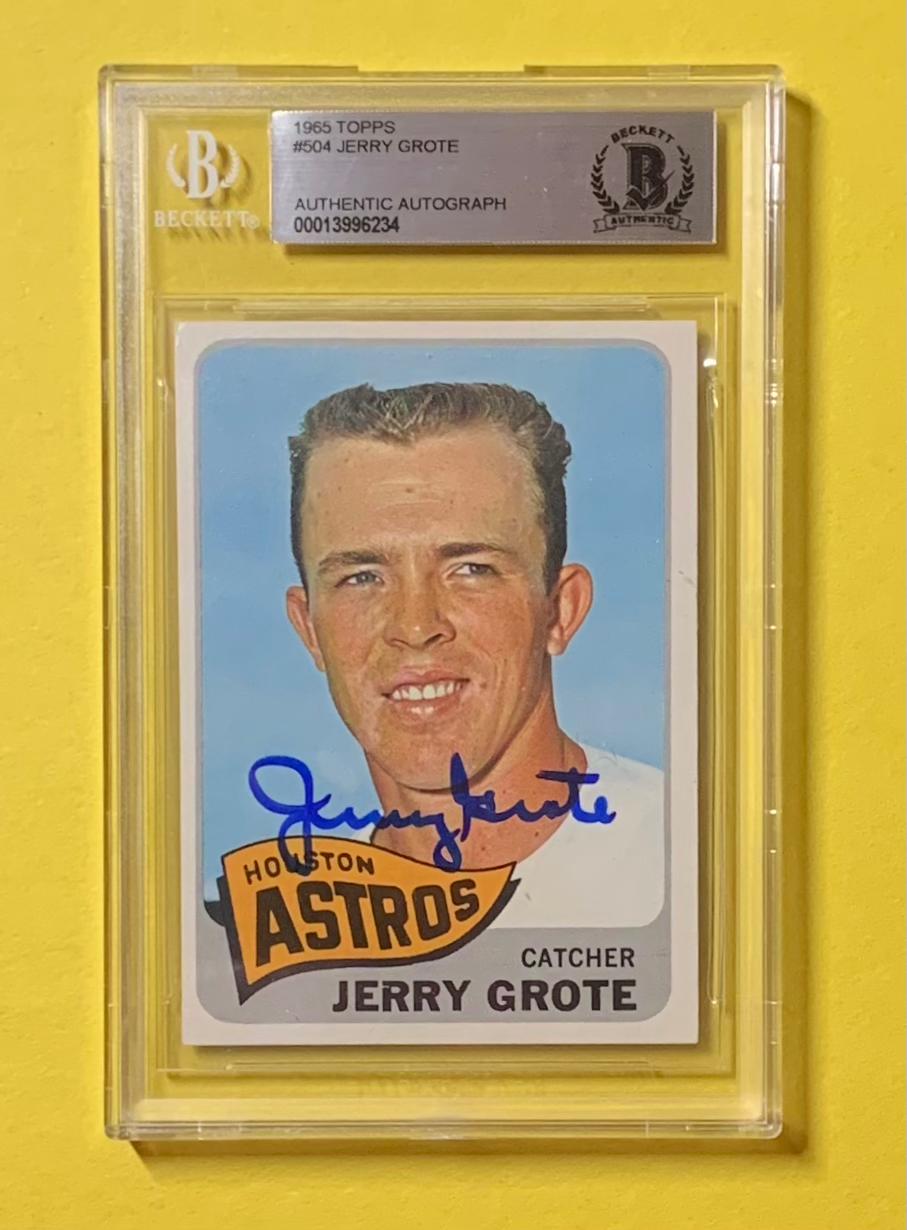 1965 TOPPS JERRY GROTE #504 AUTHENTIC AUTO BECKETT CERTIFIED ASTROS