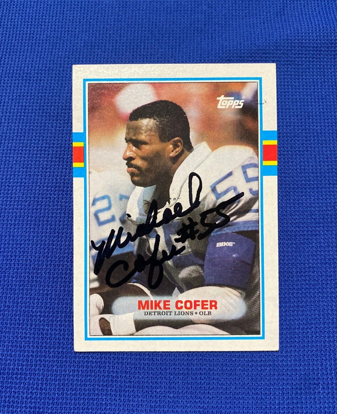 1989 TOPPS MIKE COFER DETROIT LIONS SIGNED AUTOGRAPHED AUTO CARD #364 W/COA