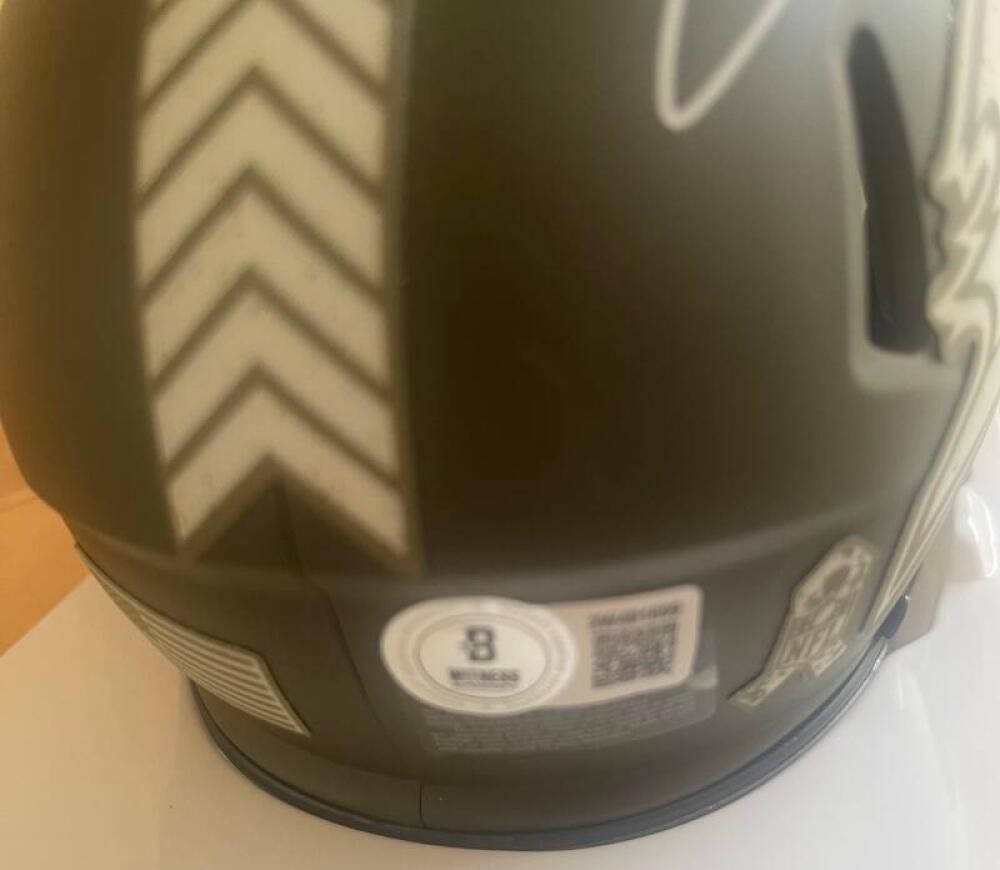 JON GRUDEN TAMPA BAY BUCS SALUTE TO SERVICE SIGNED MINI HELMET BECKETT AUTH 