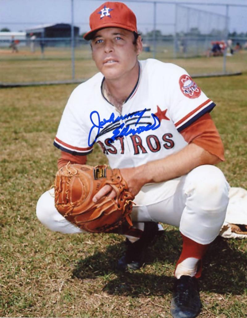 JOHNNY EDWARDS HOUSTON ASTROS SIGNED AUTOGRAPHED 8X10 PHOTO W/COA    