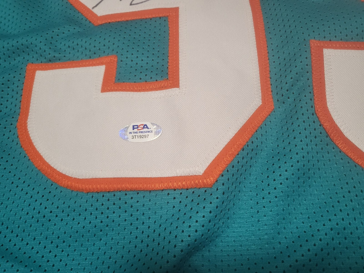JEROME BAKER #55 MIAMI DOLPHINS SIGNED TEAL CUSTOM JERSEY SZ XL PSA STICKER *