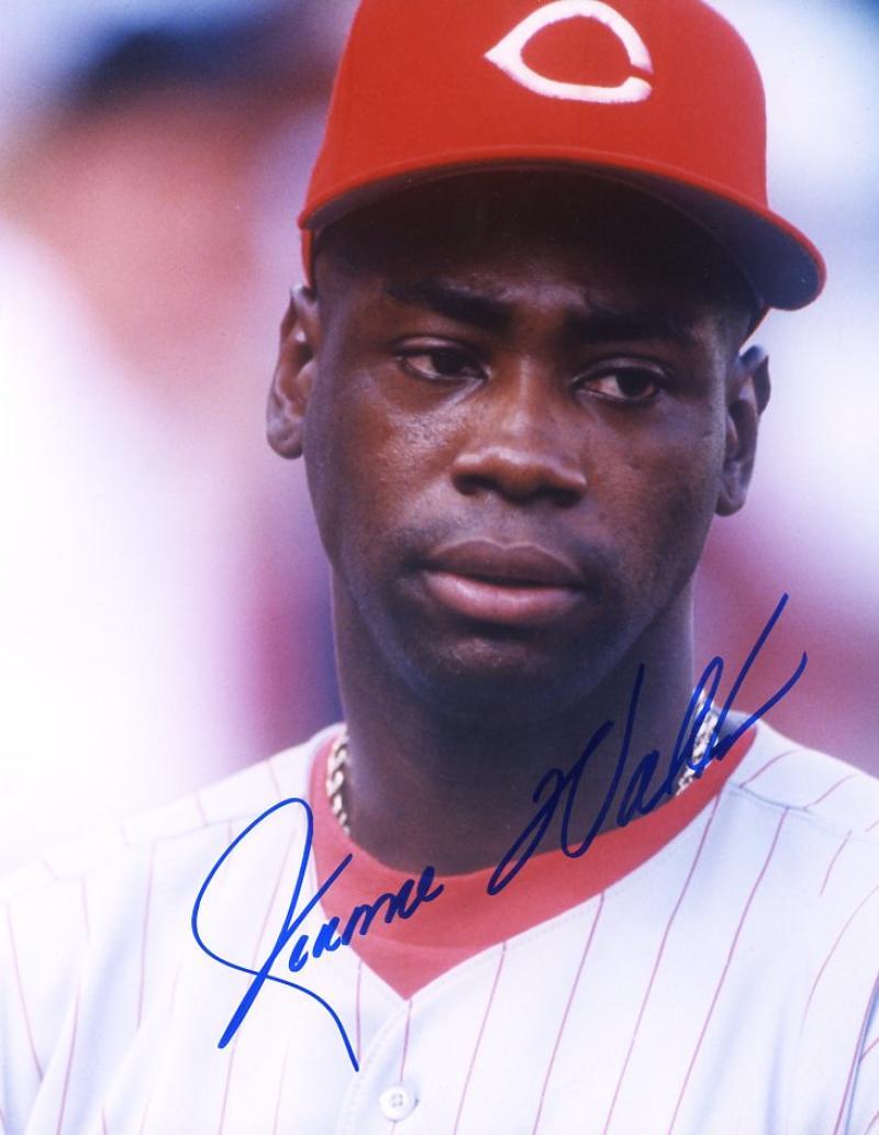 JEROME WALTON POSED CINCINNATI REDS SIGNED 8X10 PHOTO W/COA