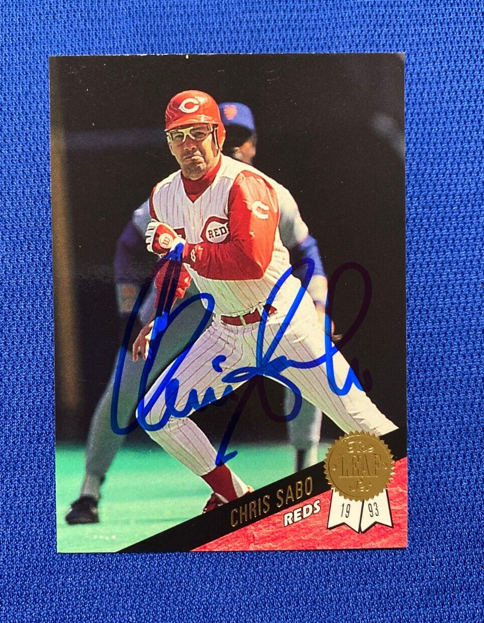 1993 LEAF CHRIS SABO CINCINNATI REDS SIGNED AUTOGRAPHED #418 CARD W/COA