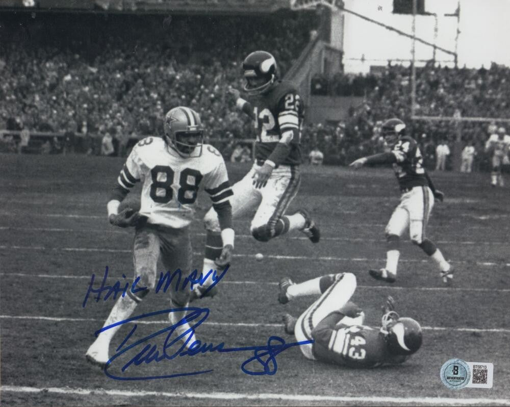 DREW PEARSON COWBOYS HAIL MARY SIGNED 8X10 PHOTO BECKETT BT58713