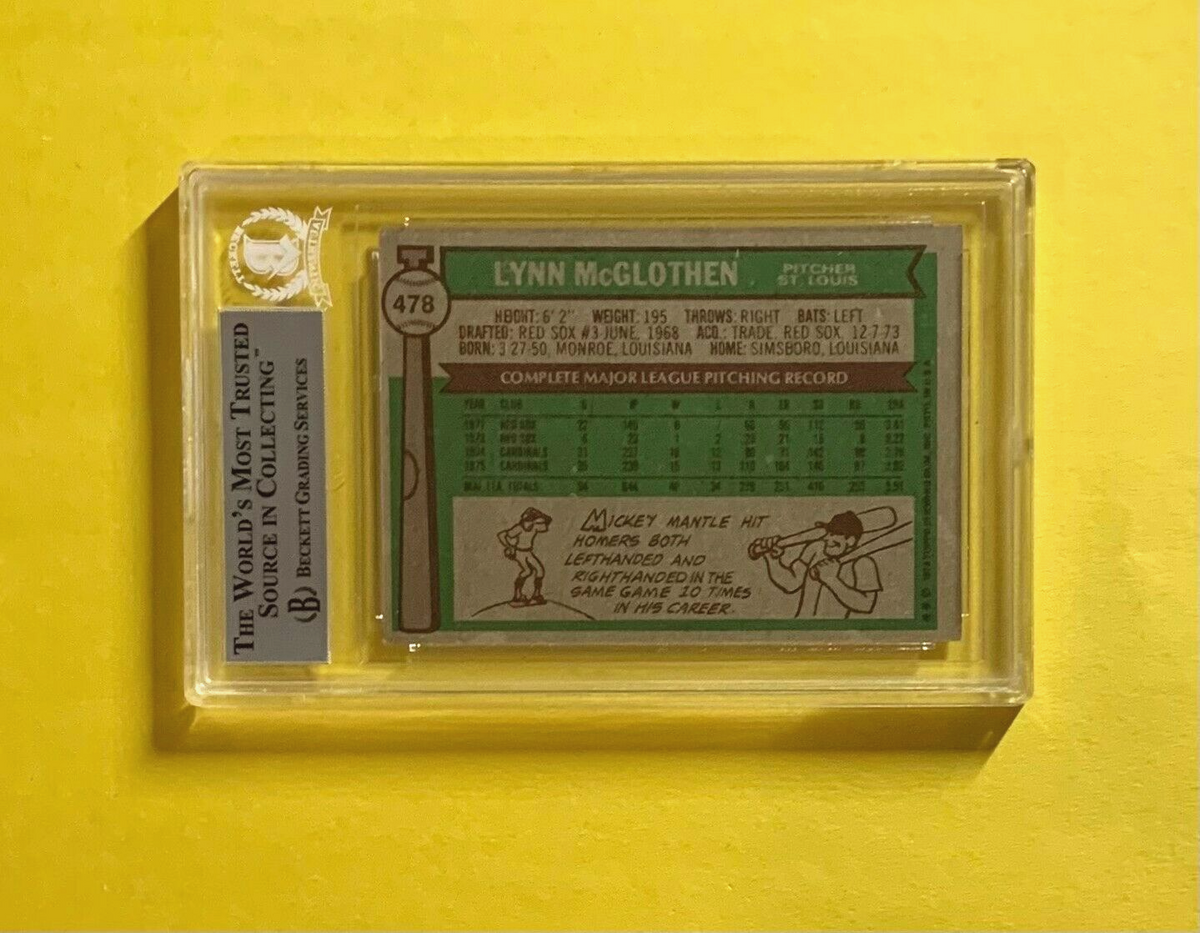 1976 TOPPS LYNN MCGLOTHEN #478 AUTHENTIC AUTO BECKETT CERTIFIED CARDINALS