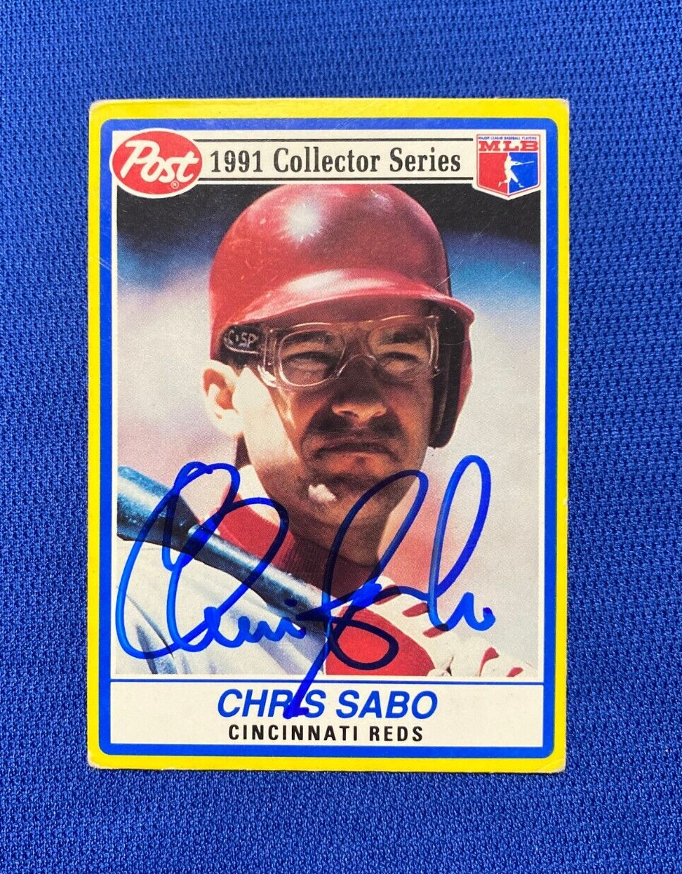 1991 POST CHRIS SABO CINCINNATI REDS SIGNED AUTOGRAPHED #13 CARD W/COA