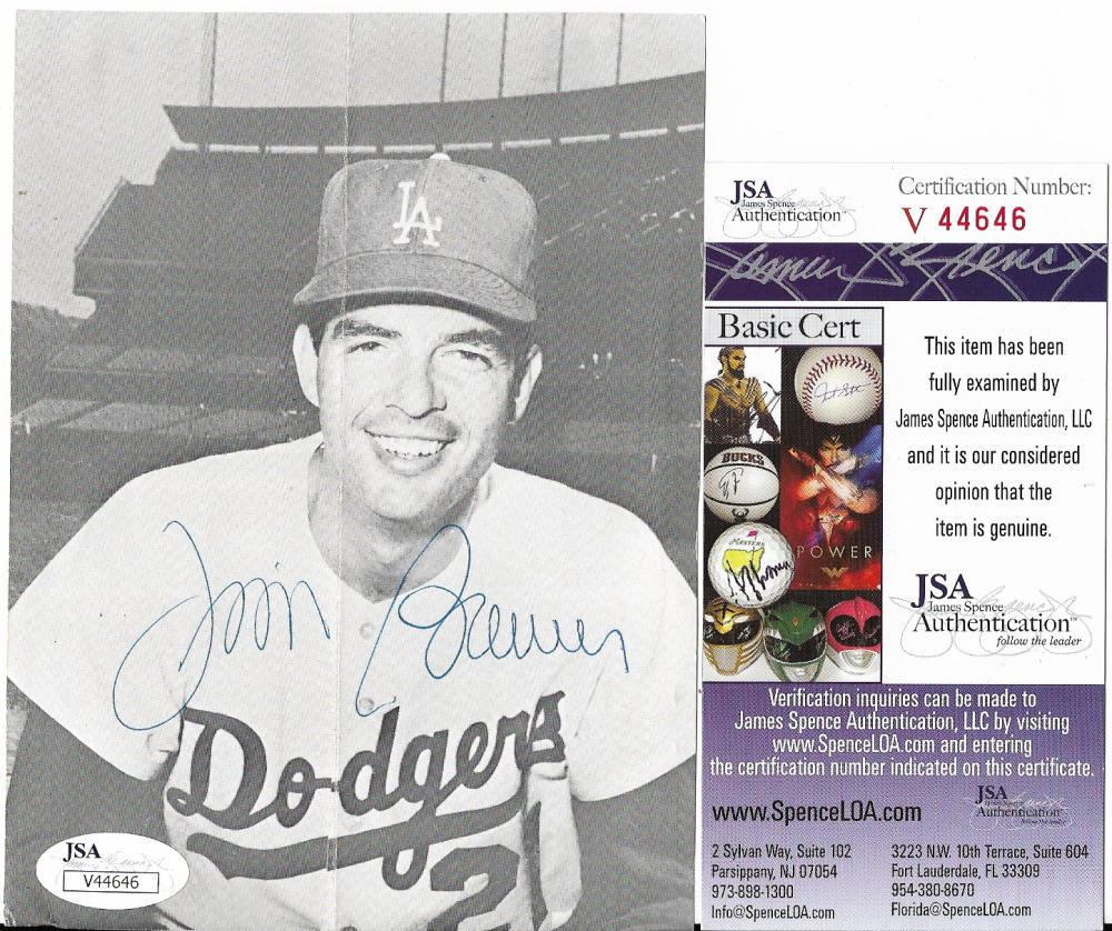 JIM BREWER DODGERS D. 1987 SIGNED AUTO 4X6 ORIGINAL PHOTO POST CARD JSA V44646
