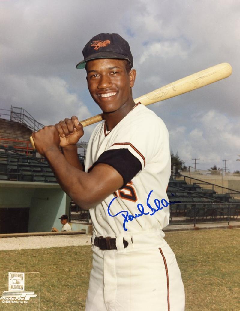 PAUL BLAIR W/ BAT  BALTIMORE ORIOLES SIGNED AUTOGRAPHED 8X10 W/COA