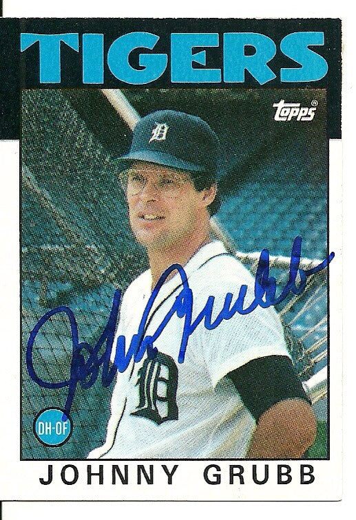 JOHNNY GRUBB DETROIT TIGERS SIGNED AUTOGRAPHED 1986 TOPPS CARD #243 W/COA