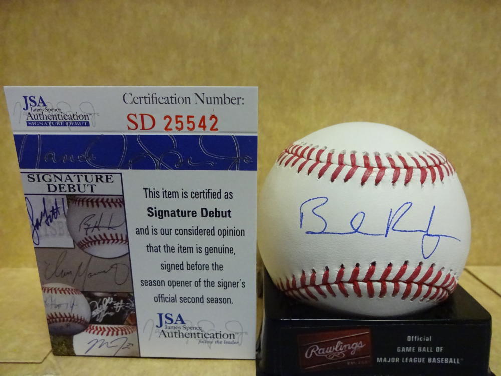 BRENDAN RODGERS COLORADO ROCKIES SIGNATURE DEBUT M.L. BASEBALL JSA SD25542