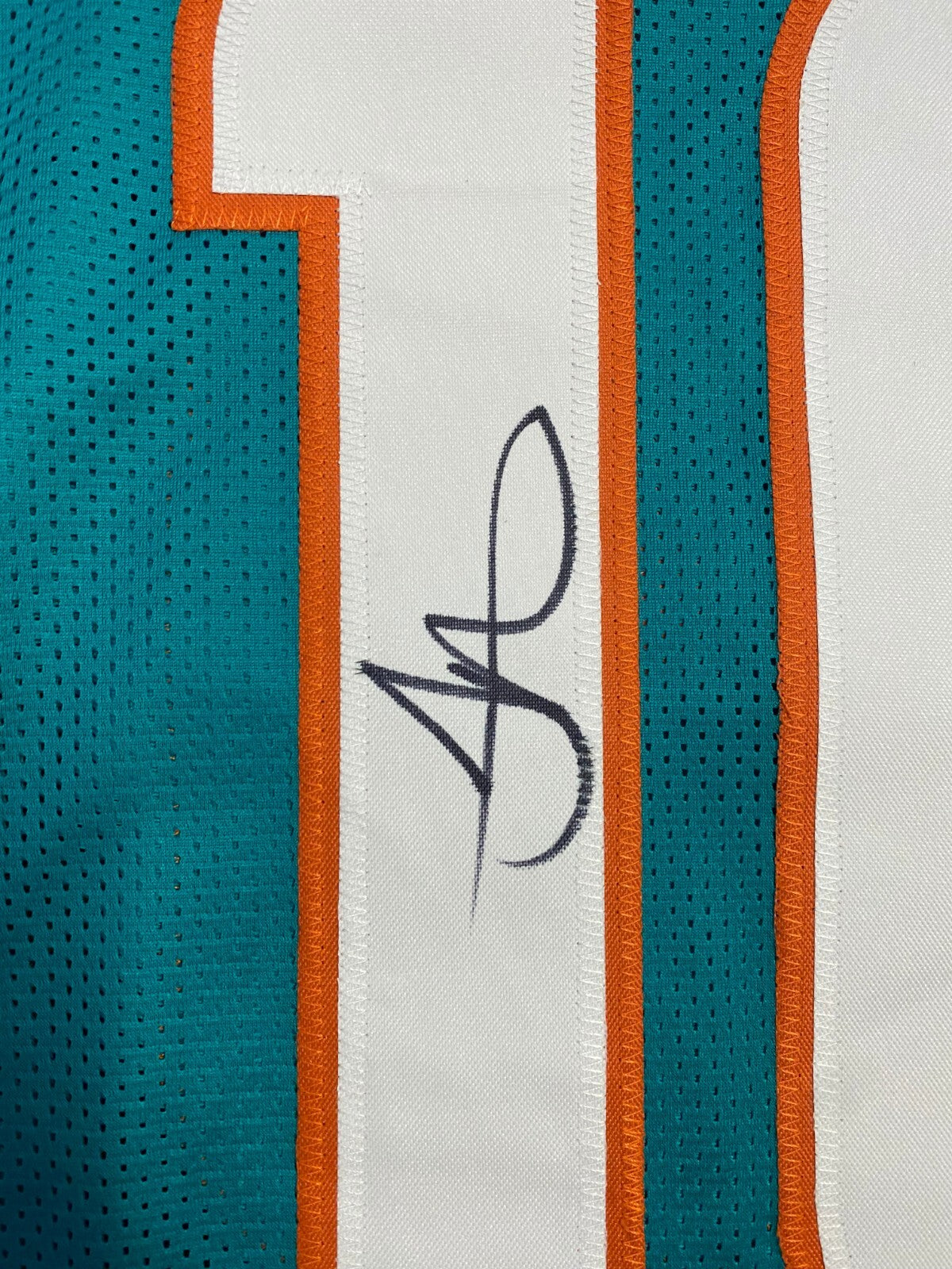 TYREEK HILL DOLPHINS SIGNED AUTO TEAL CUSTOM FOOTBALL JERSEY SZ XL BECKETT