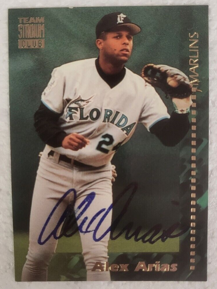 1994 TEAM STADIUM CLUB ALEX ARIAS FLORIDA MARLINS SIGNED AUTO CARD #85 W/COA
