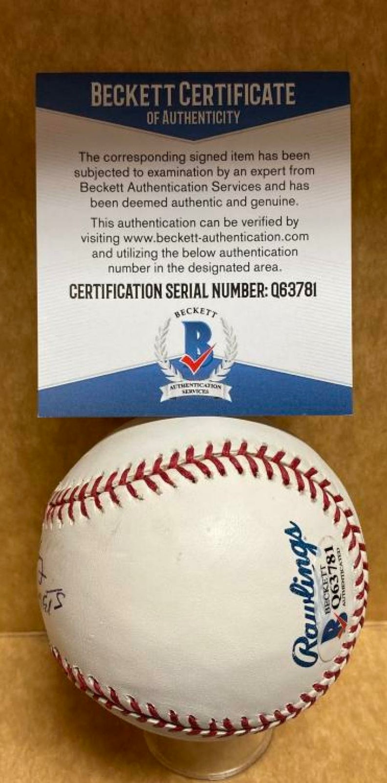 JIE GINSBERG 62 METS SIGNED AUTOGRAPHED M.L. BASEBALL BECKETT Q63781