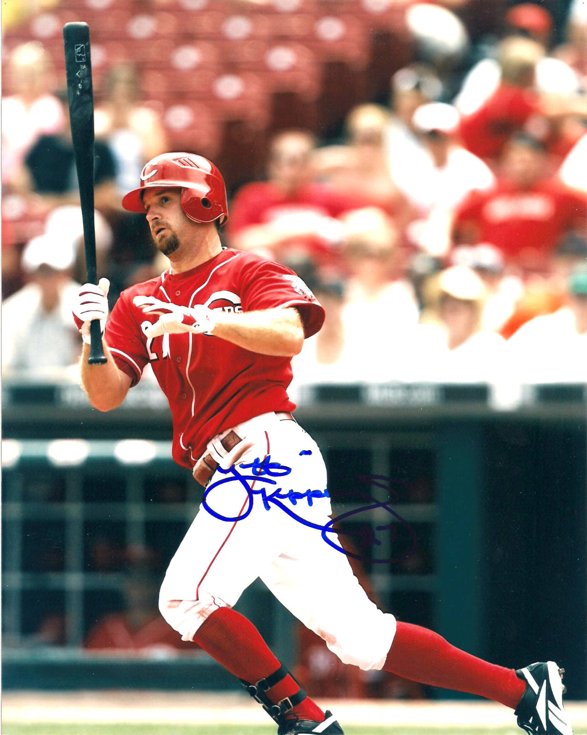 JEFF KEPPINGER CINCINNATI REDS AUTOGRAPHED SIGNED 8X10 PHOTO W/COA