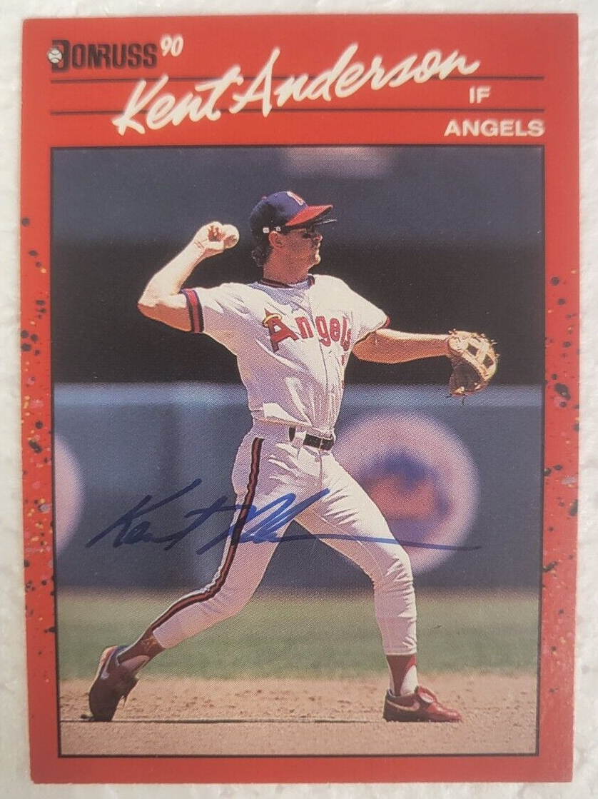 1990 DONRUSS KENT ANDERSON ANGELS SIGNED AUTO AUTOGRAPHED CARD #490 W/COA