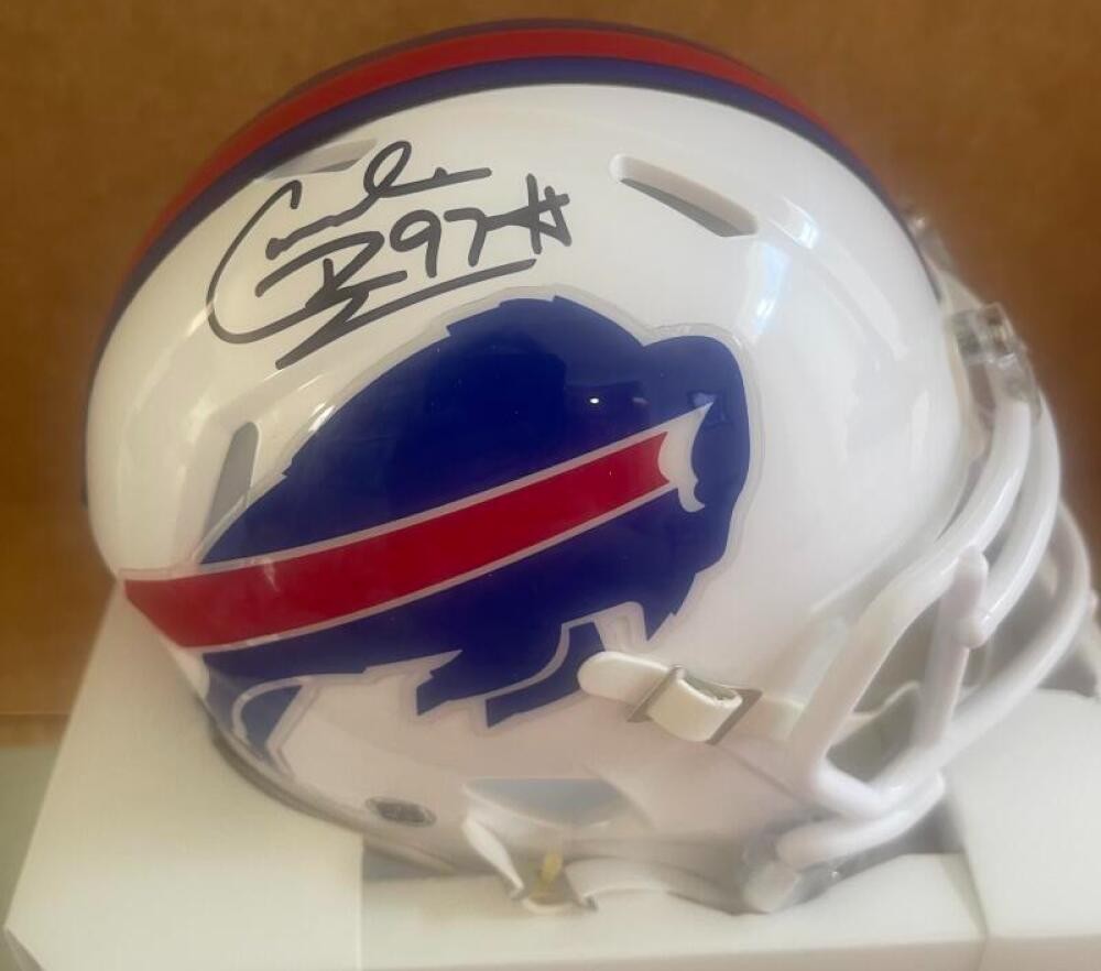 CORNELIUS BENNETT WHITE THROWBACK SIGNED MINI HELMET JSA WITNESS