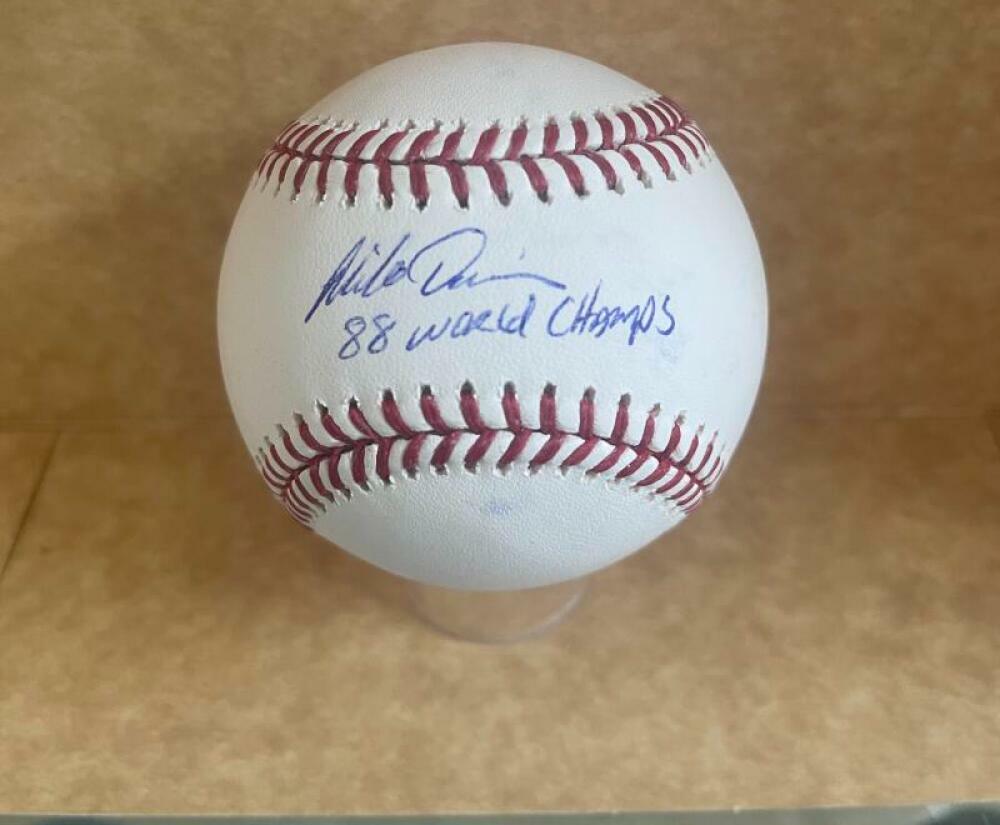 MIKE DAVIS 88 WORLD CHAMPS DODGERS SIGNED AUTO M.L. BASEBALL BECKETT X17680